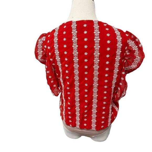 New! Strut & Bolt Red and White Surplice Bodysuit Sz M - Picture 2 of 5